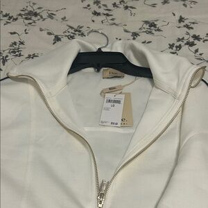 Elie Tahari White Zip-Up Jacket with Gold Zip